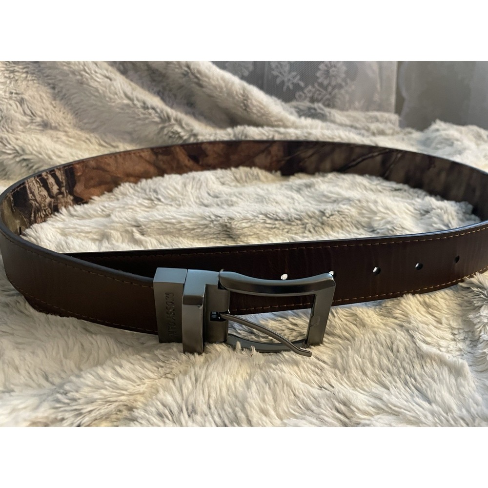 Mossy Oak Nocona Men's Camo Brown Leather Reversable Belt L